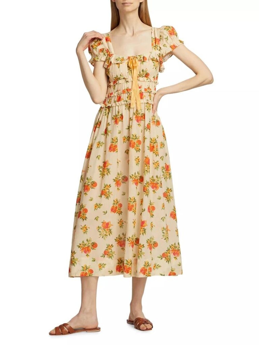 DÔEN Women’s Clarinet Floral Self-Tie Midi-Dress